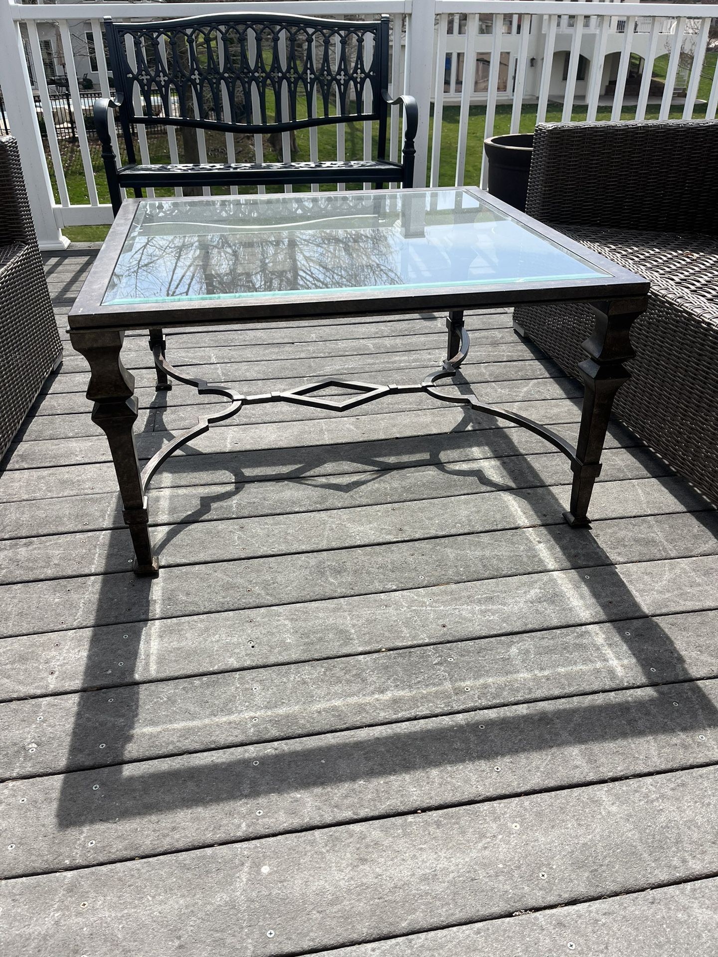 Nice Metal & Glass Coffee Table -Indoor or Outdoor Use