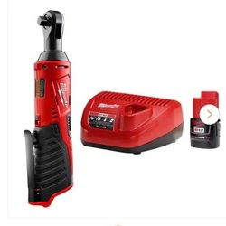 M12 12V Lithium-Ion 3/8 in. Cordless Ratchet (Tool-Only) with M12 2.0 Ah Starter Kit