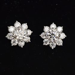 Moissanite Flower Earrings