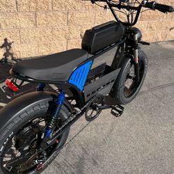 1500 Watt Electric Ebike, 35-39mph, Fat Tire, Includes Center Basket, 18ah Battery Incl (Blue Or Sand)