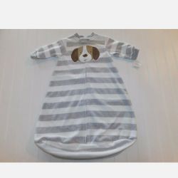 NWT Baby Boys Sleeper Carter's Boy 0-3 Months Stripe Dog Fleece Winter Blanket Sleeper Sleep Sack Bag
