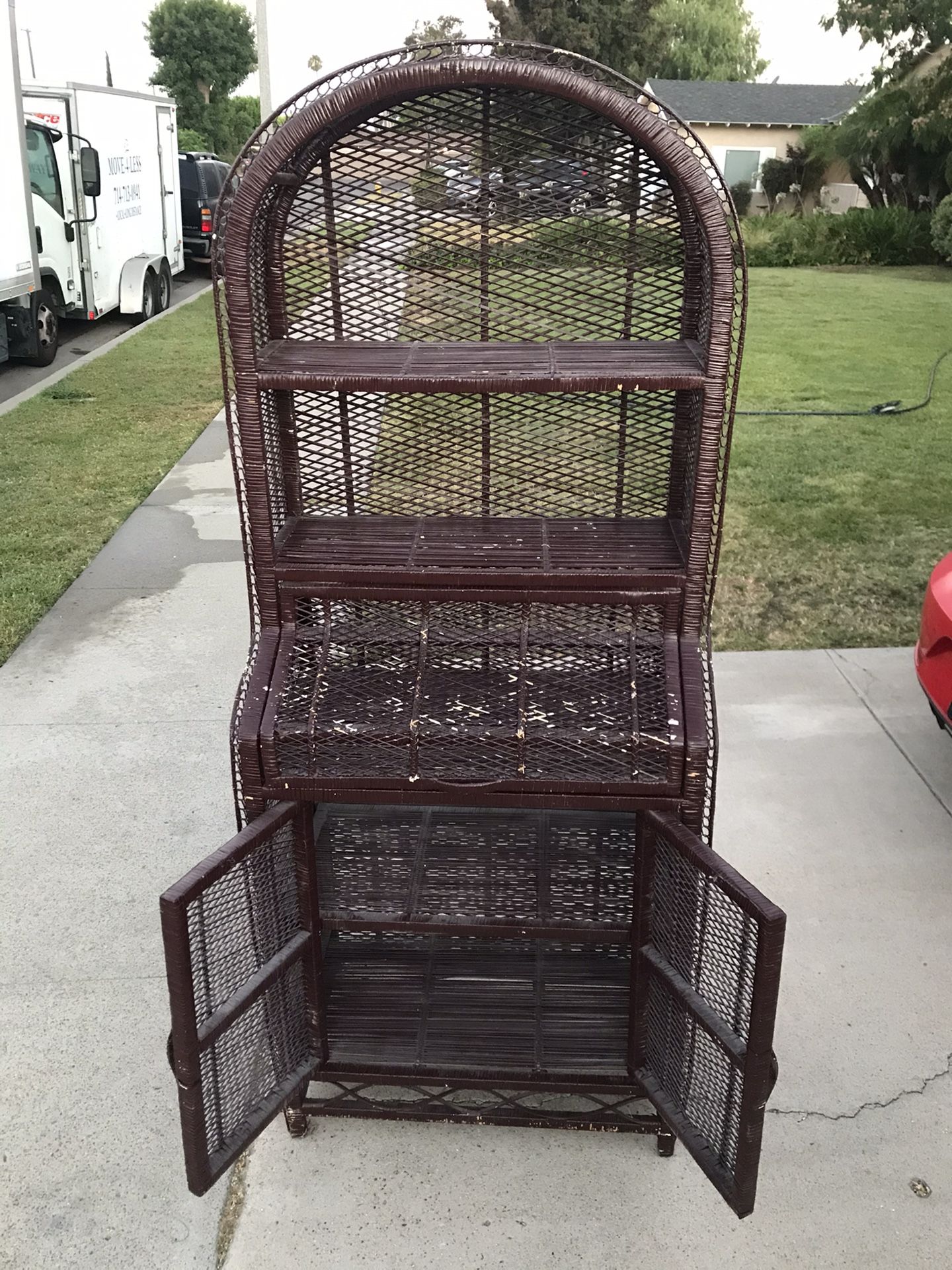 Rattan bakers rack