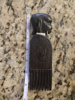 Hand carved , woden hair picks set of 2