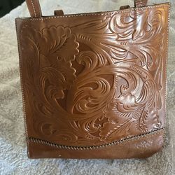 Patricia Nash  tooled leather brown tote