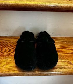 Black Birkenstock Suede Shearling Clogs Size 38