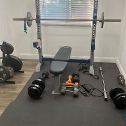 Bench Press And Weights  Plus Curl Bar