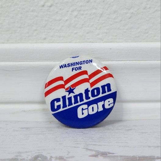 VTG Clinton Gore Campaign Washington Political Promo Button Pin