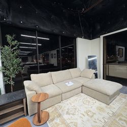 Beige Cloud Sectional Sofa – Modern Oversized Cloud Couch for Living Room