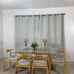 Moderno Comedor Mesa De Vidrio Y 6 Sillas 