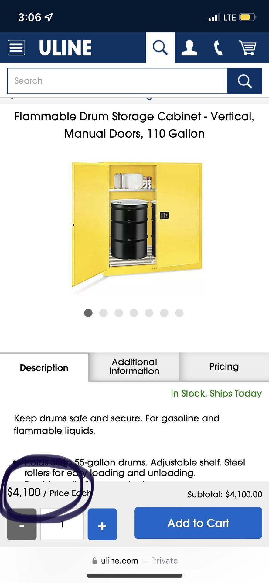 Uline Flammable Storage Matttroy