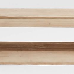 Crate & Barrel Vernon Natural Pine Wood 56" Rectangular Coffee Table with Shelf