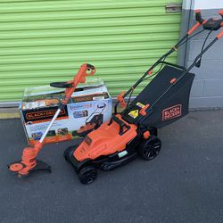 Black And Decker Electric Corded Mower And Weedeater Like New Open Box 