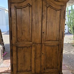 Beautiful Distressed Maple Armoire Wardrobe 