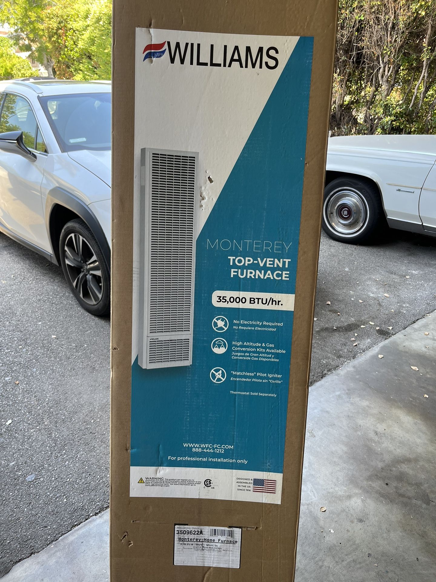 Williams Monterey Top-Vent Wall Heater 35,000 BTUH, 66% AFUE, Natural Gas