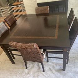 Solid Wood Dining Table Set With Cushions  For 7 People 