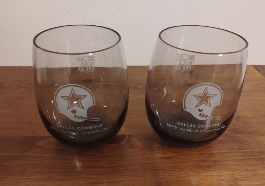 1972 Dallas Cowboys World Champions Gray Stemless Wine Glasses