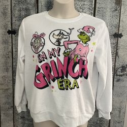 Brand, New Grinch, Soft, White And Pink Sweatshirt Size Extra Large XL