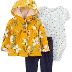3-Piece Floral Cardigan Set -6M