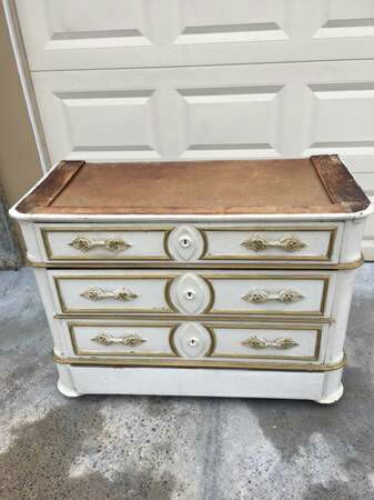 Antique White Wood Victorian Dresser For Restoration For Sale In