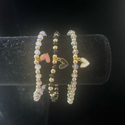 Pink,Black And White Gold Laminated Bracelet 