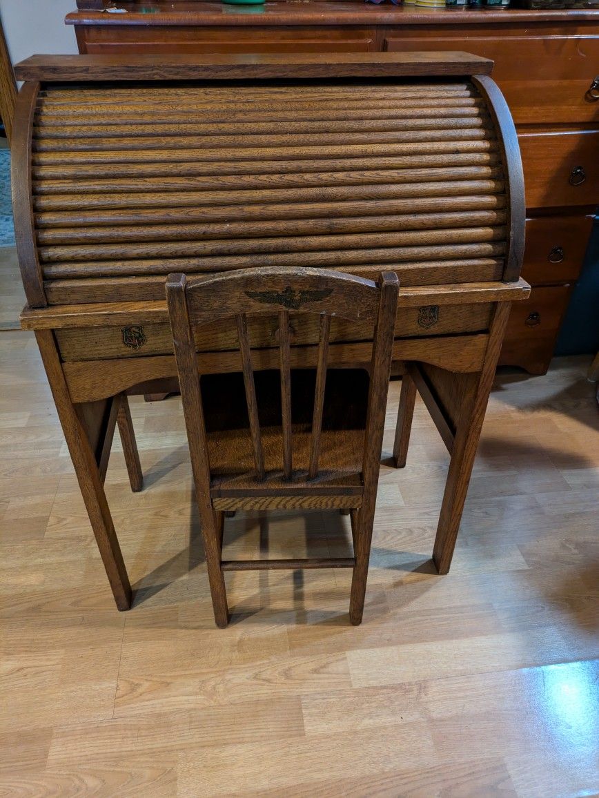 Antique Kids Roll Top Desk