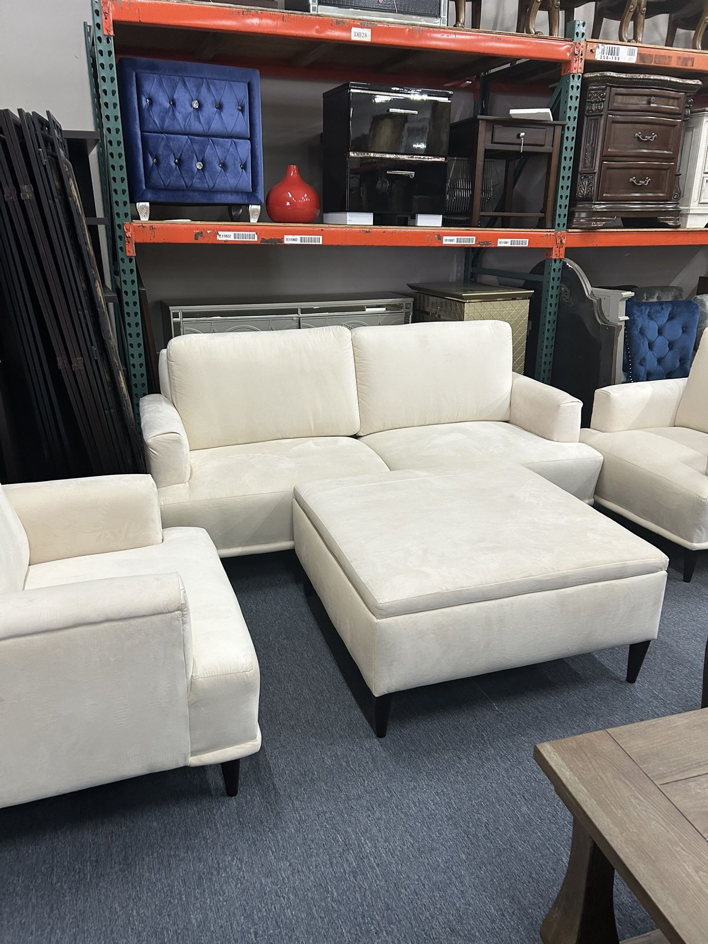 New White Sofa Sets with Ottoman, No Credit Needed