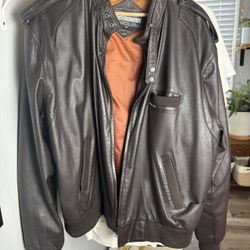 Vintage Brown Genuine Leather Members Only Jacket Size 46