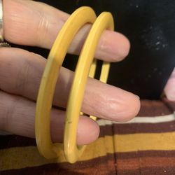 Two Vintage Bakelite Bangles Butterscotch/mustard Color Yellow