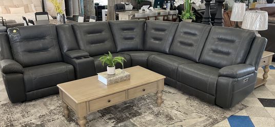 6 Piece Modular Power Reclining Sectional with Power Adjustable Headrest  Ebenezer Furniture 