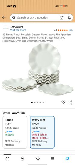 Porcelain Dessert Plates - 12 Pcs