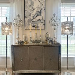 Pair of Gemstone Crystal Floor Lamps 