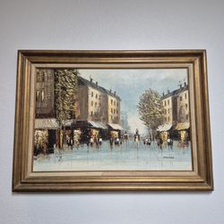 Vintage ORIGINAL OIL PAINTING CAPTURES THE ROMANTIC STREETS OF PARIS ACCEPTING OFFERS