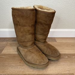 UGG Australia Classic Tall Chestnut Brown Suede Boots, Size 6
