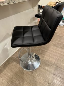 Modern Adjustable Quilted Faux Leather Bar Stool