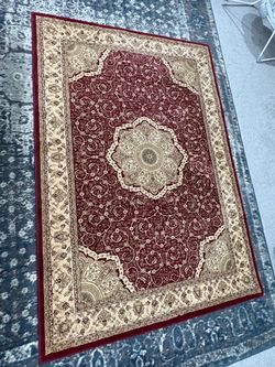 Burgundy Persian Style Area Rug Carpet – 62” x 90” – Very Clean.