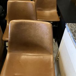 6 Walker Edison Faux Leather Dining Chairs W/Normal Wear & Tear(See & Click On Pictures. Still In Good Condition & Useable