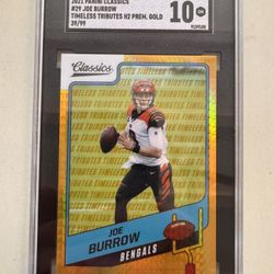 2021 Panini Classics Joe Burrow Timeless Tributes H2 Prem Gold /99 SGC 10