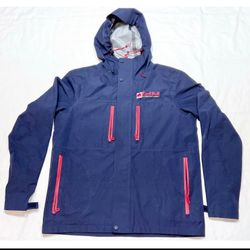 Red Bull Windbreaker Jacket Medium Distribution Company Employee Blue Zippers