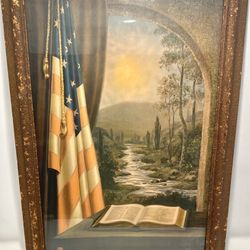 The Hope of a Nation - Framed Print by James M. Haines - Patriotic US Flag 1930s