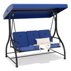 3-Seat Outdoor Patio Swing With Canopy Blue $170