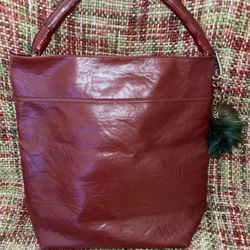 Large Red Faux Leather Tote