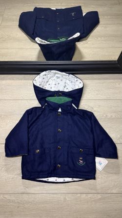 New Vintage 1970s Mini One Embroidered Horse All Over Print Lined Navy Jacket With Hood