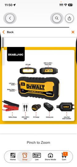 DEWALT DXAELJ18C 1800A Lithium Jump Starter