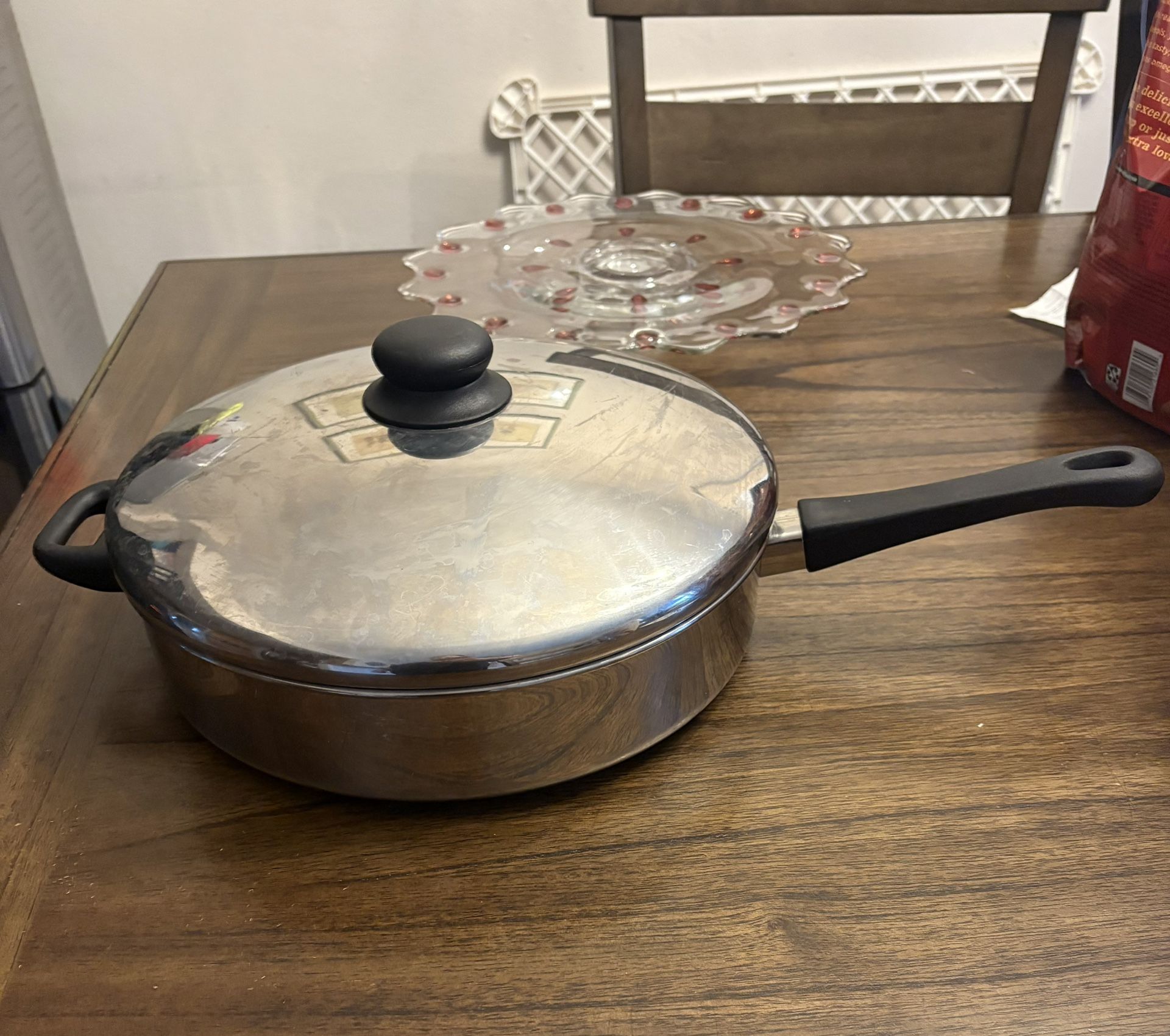 12” Stainless Steel Skillet Pan With Lid