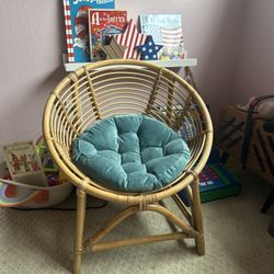Rattan Chair With Teal Cushion 