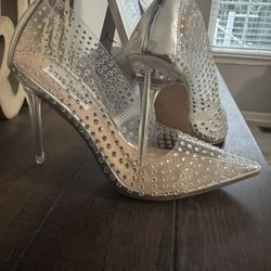 STEVE MADDEN CLEAR RHINESTONE WOMEN’S SHOES