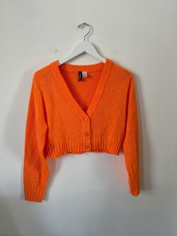 H&M Orange Cropped Cardigan