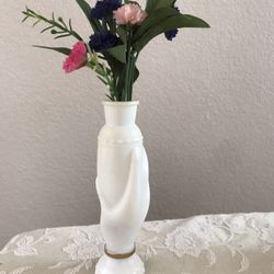 Avon Fragrance Touch Vintage Milk Glass Hand Holding Vase Bottle