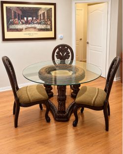 Round Glass Top Dining Table with Chairs