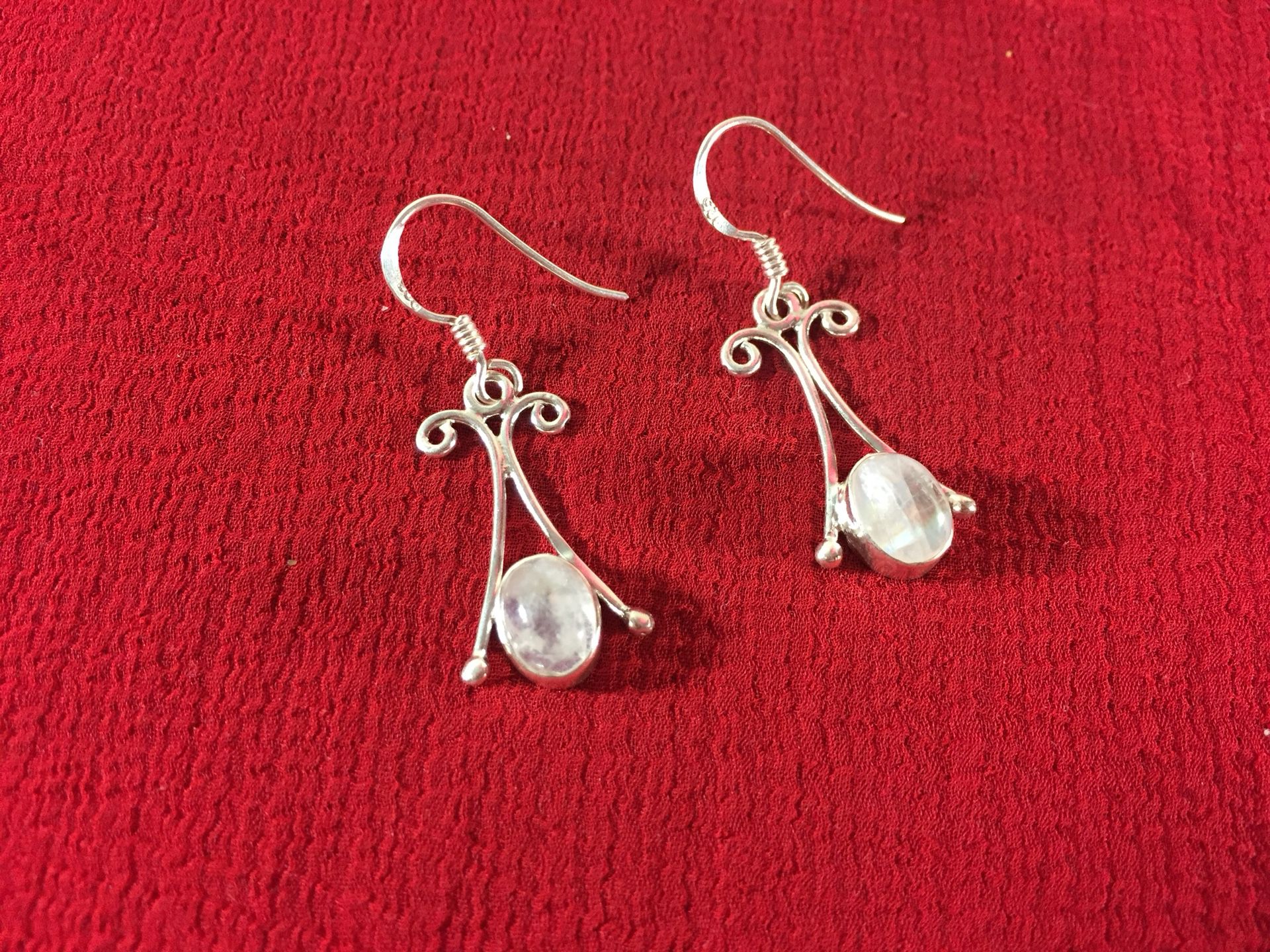 Handcrafted 925 Stamped Silver Earrings with moonstone